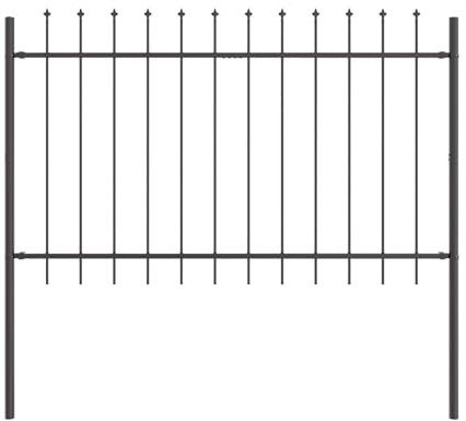 vidaXL Trädgårdsstängsel 5 pcs Grå 8,5 x 1 m Pulverlackerad stål, Trädgård och terrass, hållbar utomhusavskiljare, rektangulär stängselpanel, avdelare för patio, vågskärmdesign