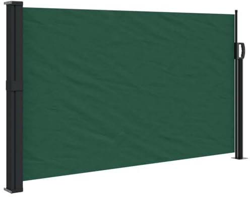 Eleganz Toldo lateral extensible, color verde oscuro, 117 x 300 cm, protección solar perfecta para terraza y jardín, resistente a los rayos UV y duradero
