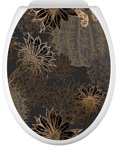 Lumaléa - Stickers Abattant WC Fleurs - Adhésif + Protection MATE - 35x43 cm