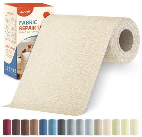 Parche Adhesivo Tela Beige, 10x200cm Tela Adhesiva para Tapizar Autoadhesivo, Kit de Reparación de Parche de Lino Autoadhesivo para Muebles, Toldo, Asientos De Coche, Sillas, SofáS, Cojines