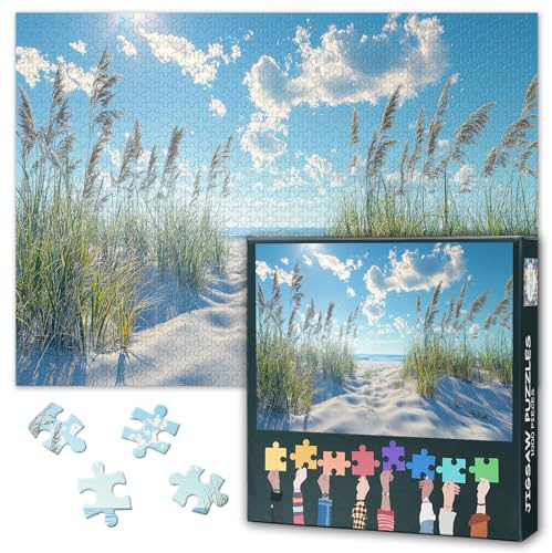 Küstendünen 1000 Teile Puzzle für Erwachsene, Natur | 1000-teiliges Puzzle mit Poster & Buchstaben; für Naturliebhaber, beruhigende Aktivität oder Wanddeko. Größe 70 x 50 cm