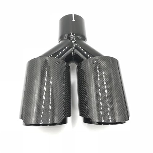 ZSGHJA Tubo Scarico Dell'auto Un Pezzo da 89 Mm, Universale, per Auto, con Vernice Nera, Terminale di Scarico in Fibra di Carbonio Lucida Punta Scarico(63MM IN-114MM out)