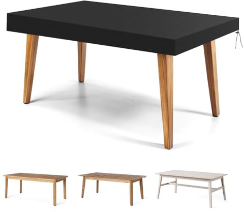 OFFCUP Funda de Mesa Exterior Impermeable, Durabilidad Tela Oxford 210D Funda Protectora Muebles Jardin, Anti-UV Resistente al Viento Cubierta para Mesa de Patio (150x90x15cm)