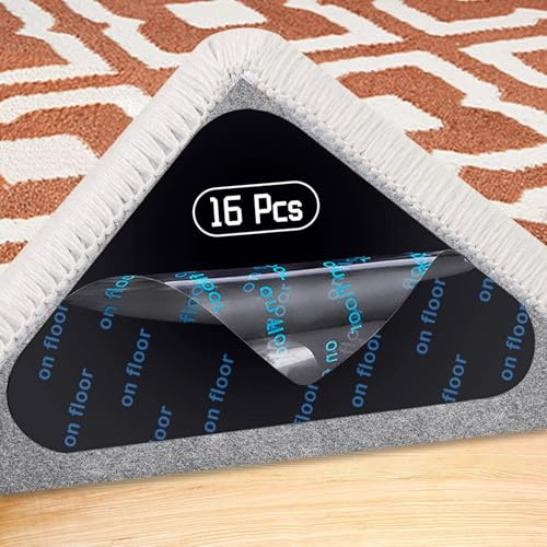 Rug Grippers for Laminate Floor, banpa Anti Slip Rug Underlay Stickers, Reusable & Washable Carpet Stickers for Rugs for Wooden, Marble Floors (Pack of 16)