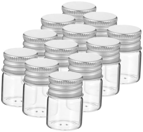 POPETPOP 24pièces Lot de Petits Pots Verre Transparents avec Couvercles à Vis Aluminium pour Échantillons et Conserves