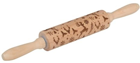 5five - rouleau à patisserie empreinte noël l35,5cm en bois