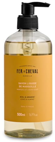 Fer à Cheval Savon Liquide de Marseille 500 ml Miel & Amande 97% d'Ingrédients d'Origine Naturelle