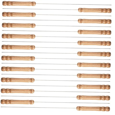 SUPVOX Lot De 20 Brochettes Grillées En Acier Inoxydable Pour Barbecue Réutilisables Rondes En Métal Beiges