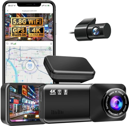 Osmo-s Dashcam Pro 2.0 Neues und verbessertes Modell 2026 4K Dashcam mit 1080P Heckkamera, WiFi, 64GB SD Karte, Dual Kamera, 170° Weitwinkel, Nachtsicht, Loop Aufzeichnung App Steuerung
