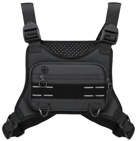 Brusttasche Herren,Leichte Laufbrusttasche,ChestPack Laufweste Verstellbare | Brusttasche mit Extra Stauraum für Traning Laufen Radfahren Wandern Camping Schwarz