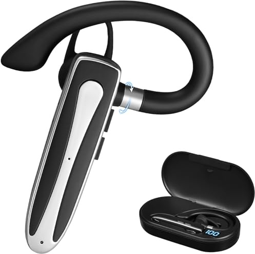 NOLITOY Auricolare Wireless Singolo con Gancio Auricolare Cuffie Wireless Sportive con Custodia di Ricarica Compatibile per Telefoni Cellulari Uso Sportivo e Conversazioni a Mani Libere