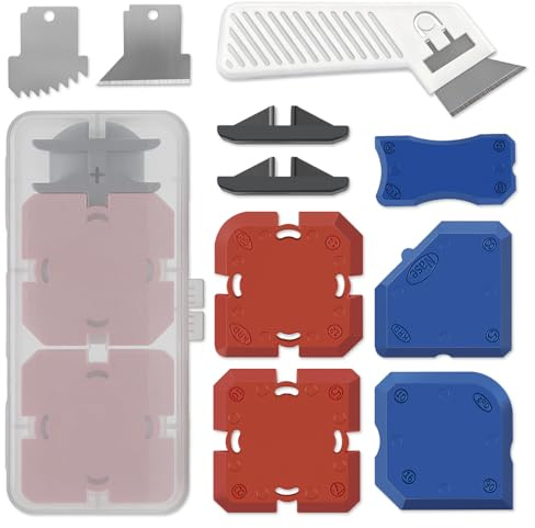 Caulking Tool Kit Silicone Sealant Finishing Smoother & Caulk Remover Tool | Multi-angle Silicone profiling guides for kitchen bath tile floor window sink toilet joints, easy sealant smoothing tool