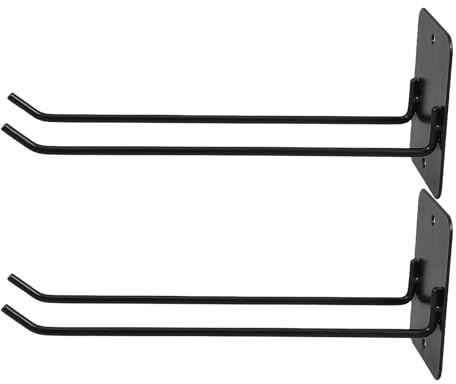 Homoyoyo Ganchos de Almacenamiento Metálicos Negros para Pared, Doble Línea, 2 Piezas, Soporte Resistente para Palas, Escobas y Trapeadores, Organizador Práctico para Garaje y Hogar