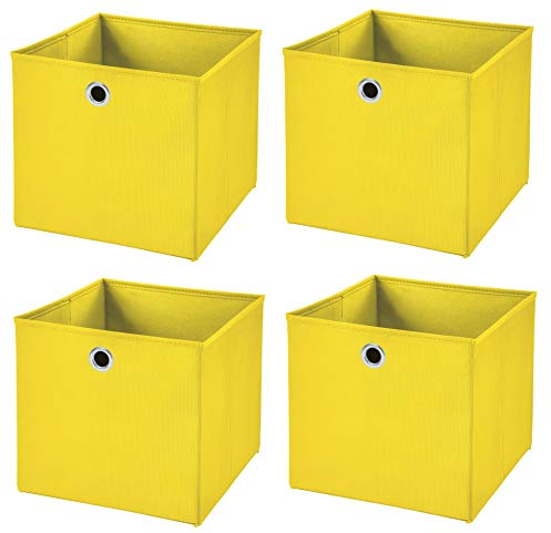 Stick&Shine 4x Aufbewahrungs Korb Gelb Faltbox 33 x 33 x 33 cm Regalkorb faltbar