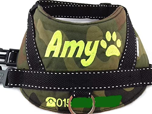 Hundegeschirr S M L XL XXL Brustgeschirr mit Wunsch Namen bestickt Camouflage
