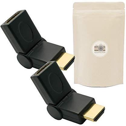 2x Adattatore pieghevole HDMI maschio femmina - connettore placcato oro 18K - Full HD TV 1080p 4K 2K 3D PC TV - Adaptout marca francese