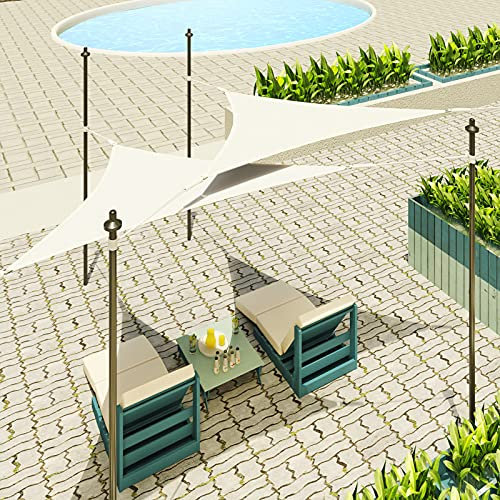 Lestarain LDZYF0088cm13 Tenda a Vela Parasole Ombreggiante da Giardino Tenda da Sole Triangolare per Esterno Protezione Raggi UV 4x4x4m Crema