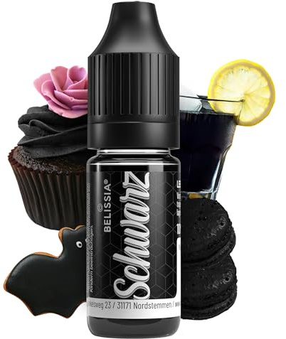 Belissia Lebensmittelfarbe Schwarz 10ml flüssig zum Kochen und Backen | Stark färbende Speisefarbe, vegan, geschmacksneutral, für Fondant, Torten, Desserts, Getränke und DIY