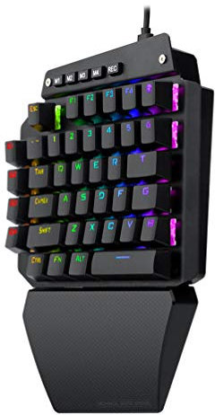 KUANDARMX Teclado Gaming Mecánico Teclado Gaming De Una Mano Personalizable con Memoria Integrada, Teclas Y Macros Programables, Black