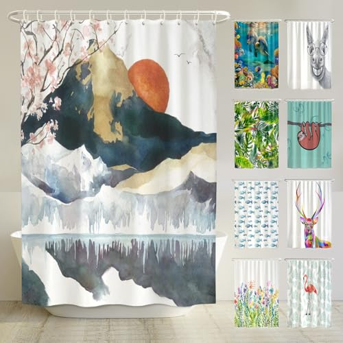 arteneur Anti-Schimmel Duschvorhang 200x220 cm Japan | Textil recycelt, OEKO-TEX 100, 40°C Maschinenwäsche, blickdicht, wasserdicht, beschwerter Saum, mit 12 recycelten Ringen