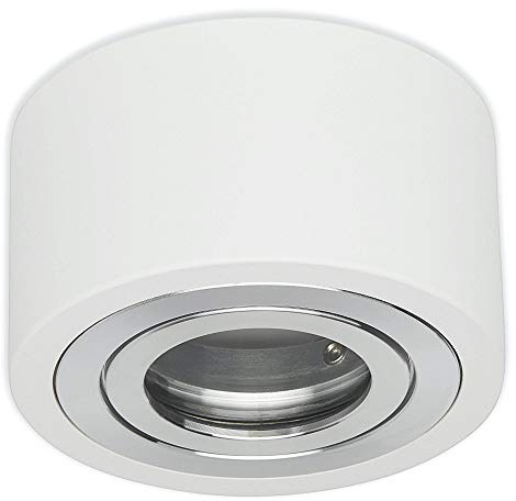 LED Mini-Aufbaustrahler IP44 rund weiß 5 Watt warmweiß 230V - Deckenstrahler dimmbar für Bad Sauna Außen - flach Aufbauleuchte Badezimmer Aufbau-Leuchte