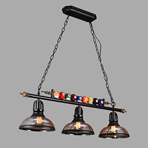 Suspension Rétro Industrielle Billard - Lustre en Fer et Verre - Lampe Hauteur Réglable pour Salle De Billard, Restaurant, Café, Bar, Loft, Chambre, Salon - Décoration Vintage