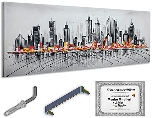 Monica Mirafiori I Gemälde City I 160x60cm | Gemälde Handgemalt | Acrylgemälde | Sehr Großes Acrylbild I Moderne Kunst I Kunstbilder