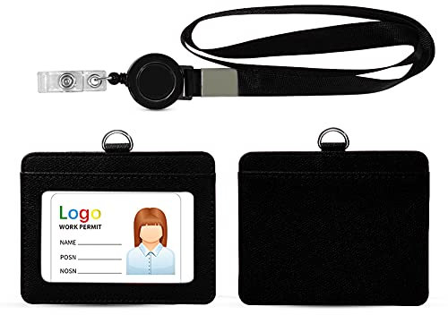 HYCOPROT Ausweishüllen PU Leder Mit 1 Ausweisfenster und 1 Kartensteckplatz Ausweisjojo Mit Schlüsselring Clip und Karabinerhaken Id Kartenhalter Für Office Business Student