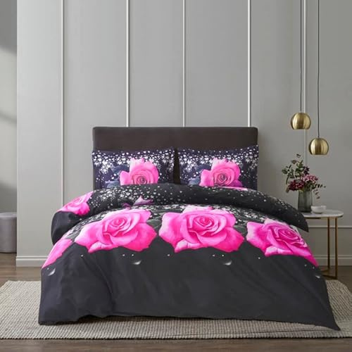 PRIME LINENS 3D Printed Design King Duvet Cover Set Complete 4 Pcs Bedding Set 1 Quilt Cover 2 Pillow Cases And 1 Fitted Sheet Included Machine Washable(King 4 Piece, 3D Printed 357)