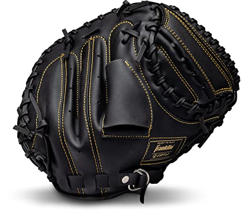 Franklin Sports Field Master Catcher's Mitt - Adult + Youth Mitt - 31.5 Inch - Right Hand Throw - Men's + Women's - Black/Gold