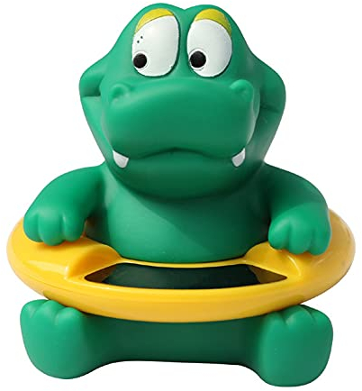Badethermometer Baby, Schwimmendes Badewannenspielzeug Niedliches Tier-Thermometer Mit Led Warmalarm,Digitales Wasserthermometer Für die ideale Badetemperatur für Kinder von Neugeborenen,Krokodil