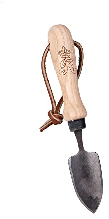SHW-FIRE Bonsai Blumenkelle und Schaufel für den Garten - Handgeschmiedeter Stahl und Holzgriff mit Lasche. Ideal für die Pflanzenpflege