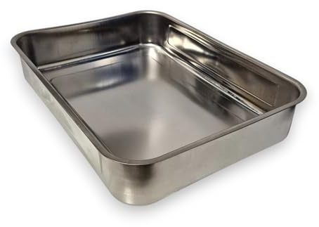 ÜREL Edelstahl Backblech & Kuchenblech mit hohem Rand – Rechteckige Form für Joghurt, Ofengerichte & Meal Prep (36,5 x 26,5 x 6,5 cm), 304 (18/10) Rostfrei, Spülmaschinenfest