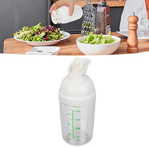 Botella Mezcladora de Aderezo para Ensaladas, Batidora de Aderezo para Ensaladas de 200 Ml Contenedor de Aderezo para Ensaladas Sin BPA Evita Fugas Tarro para Aderezo para (Blanco)