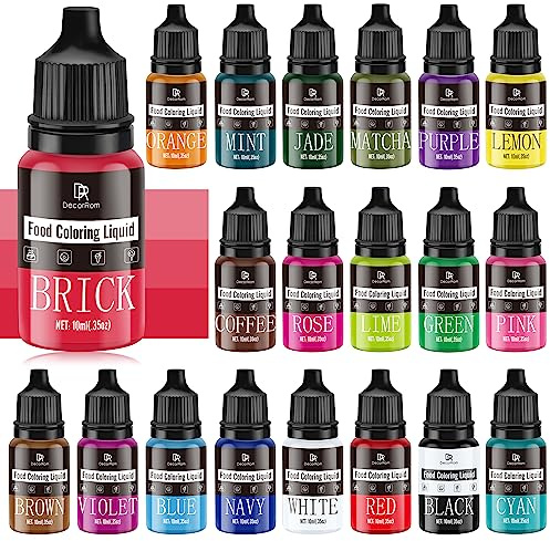 Colorant Alimentaire - 20 x 10ml Colorant Alimentaire Liquide Concentré pour Gâteau, Cuisson, Glaçage, Fondant, Décoration - Colorants Alimentaires Vibrant pour la Slime, Aerographe, DIY Artisanat