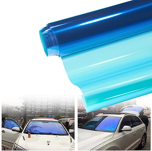 AuMoHall Light Blue Chameleon Windshield Tint Car Windshield Sun Shade Tint Reflective Glass Film 39.37'' x 118''