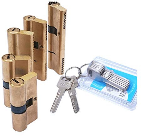 Zylinderschloss, Türzylinder, vorgespanntes Schloss, 65, 70, 80, 90, 115 mm, Zylinder AB-Schlüssel, Diebstahlsicherung, Messing-Türschloss, verlängerter Kern, verlängerte Schlüssel (Farbe: 70 (30 40))