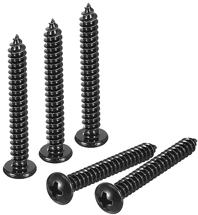 QUARKZMAN Phillips Poêle Tête Autotaraudeuse Vis 5mm x 40mm 50pcs Noir | 304 Inox Acier Rond Tête Bois Vis Complet Filetage