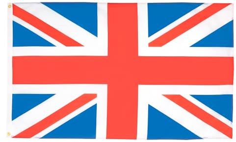 AZ FLAG Bandiera Regno Unito 150x90 cm Poliestere Leggero 2 Occhielli | Uso interno bandiera decorativa inglese United Kingdom doppie cuciture e bordi rinforzati con occhielli metallici