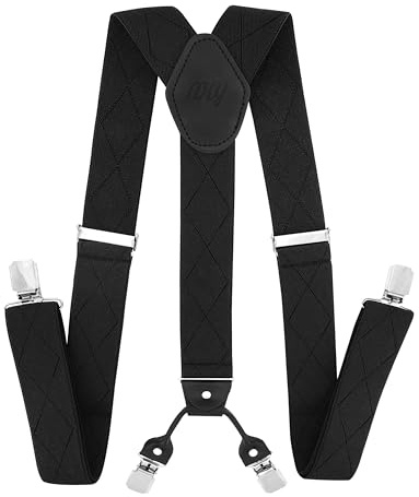 axy Hosenträger für Herren breit 3,5 cm in Y-Form mit 4 Hosenträger Clips extra stark längenverstellbar