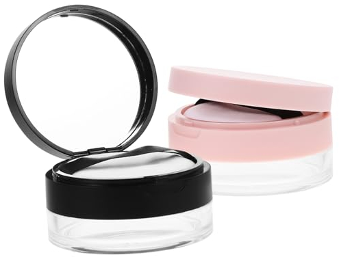 Ipetboom 2stücke Puderbehälter Mit Quaste Und Spiegel Tragbare Lose Pulver Boxen Make-up Reisebehälter Geeignet Für Losen Puder Fixierpuder Oder Langlebig Für Täglichen Gebrauch
