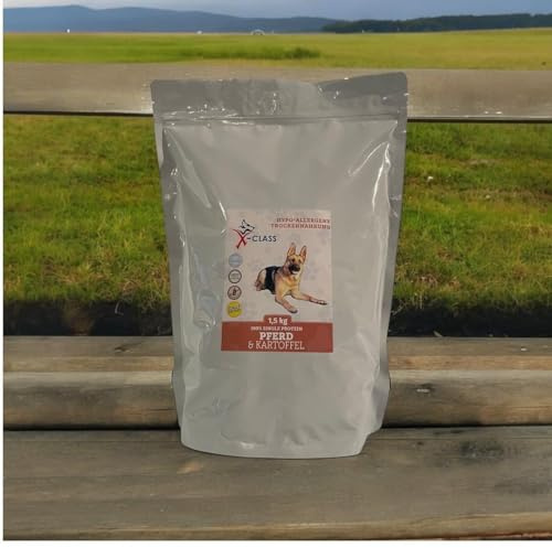 Pferd mit Kartoffel, Hypoallergenes Trockenfutter für Hunde, getreidefrei, für allergische und ernährungssensible Hunde, 1,5 kg