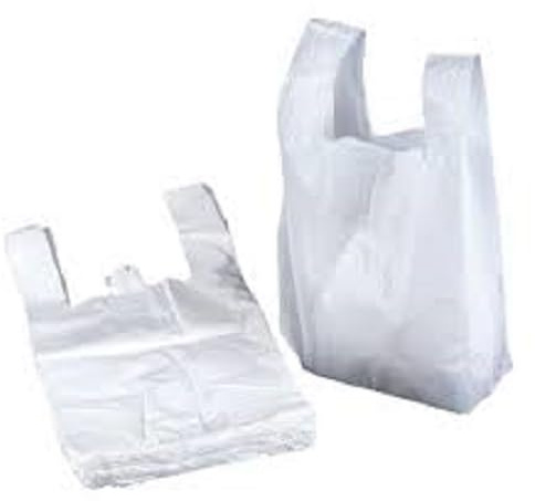 Sterling bargains 500 x Small White Plastic Polythene Vest Style Reusable Shopping Carrier Bags - Medium Duty 12mu Size 10 x 15 x 18 Shopping Gift Boutique Supermarket Cash N Carry Market Stall.