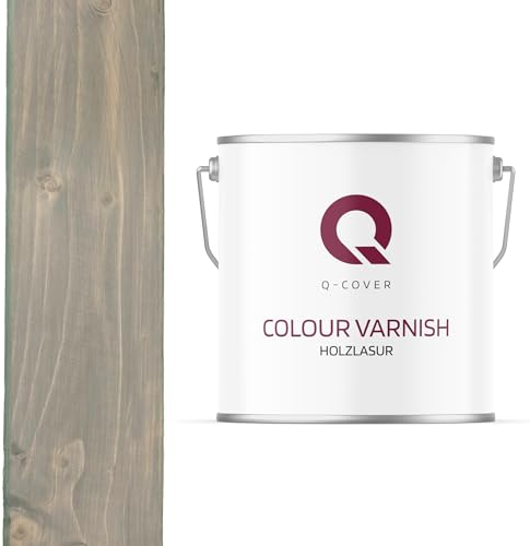 Q-Cover Holzlasur Dunkelgrau 7046, 5L (ca.25m²-1 Anstrich) Satin Holzschutz Holzschutzlasur Lasur Wasserbasierte Innen Außen Lasur Abperleffekt Für Holz