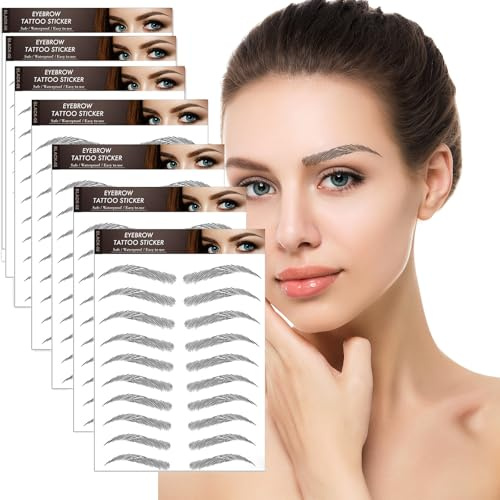 AWAVM 77 Paia Sopracciglia Adesive Finte False Naturali Perfette Sopracciglia Tatuaggio Bioniche Professionale per Donna (Black-08)