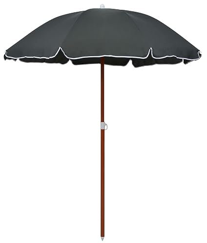 Homgoday Parasol avec poteau en acier 180 cm Anthracite, mobilier de parasol, parasols, parasol de jardin, parasols d'extérieur, parasol de plage, parasol de terrasse coupe-vent