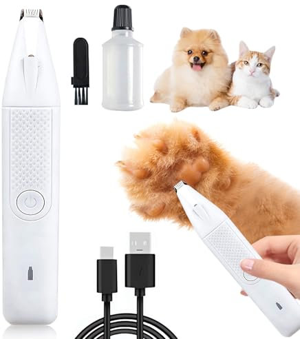 Profi Pfotentrimmer für Hunde Kabellos Wasserdicht Schermaschine Hund USB Wiederaufladbar Hundeschermaschine Hunde Haarschneidemaschine Mit LED-Licht für Körper Pfoten/Augen/Ohren/Gesicht