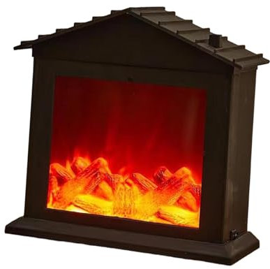 MagiDeal Lumières de cheminée, lanterne de cheminée sans flamme à LED, sans fonction de chauffage, petites décorations de Noël décoratives pour cheminée, Toiture Triangulaire