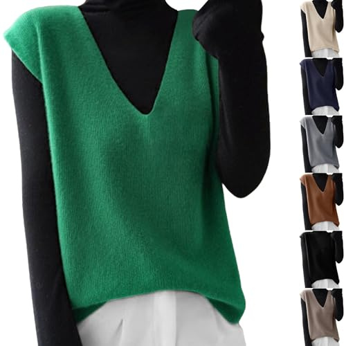Pull tricoté à col en V pour femme UK – Pulls et pulls pour femmes UK | Automne Hiver Femmes Tricot Cachemire Pull Gilet Coréen Sans Manches Col V Pull Femme Gilet Ample Tops Pull