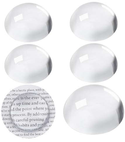 PH PandaHall 5 pisapapeles de cristal de 1.57 pulgadas, lupa redonda, bloque de vidrio, accesorios de escritorio de oficina, regalo de recuerdo de oficina, dector de mesa para leer en casa